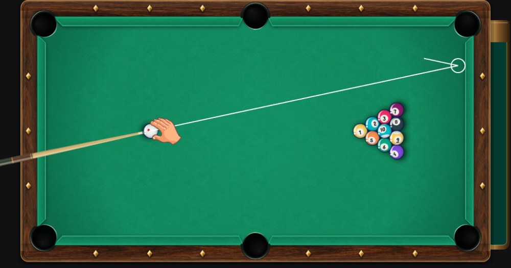 10-Ball table with called-shot controls and numbered balls