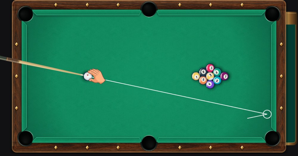 9-Ball table with the balls arranged for a rotation game