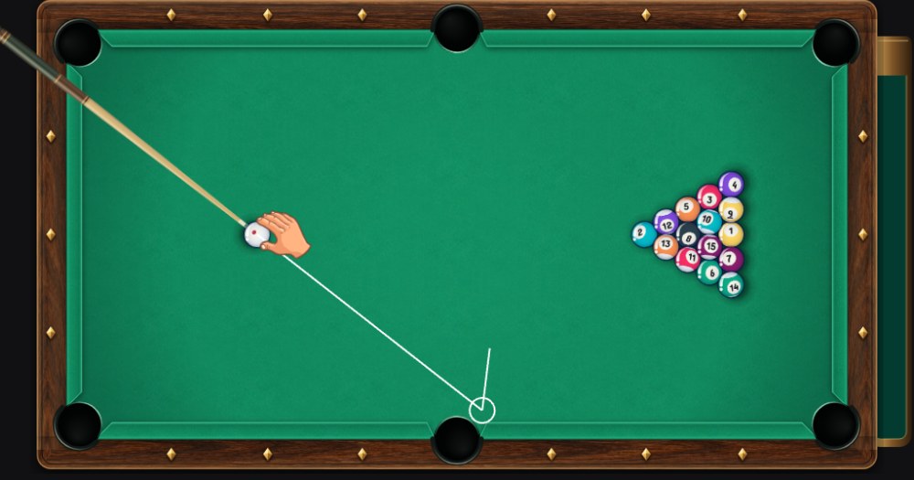 Bank Pool table with a called cushion route