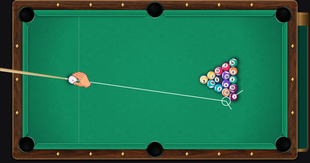 Blackball table with two groups and the black ball