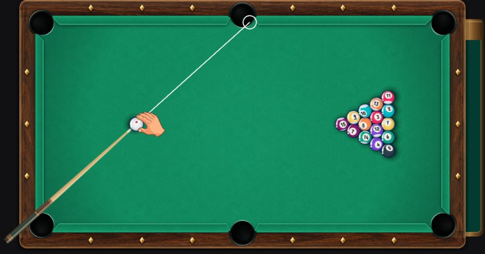 One Pocket table showing the player and bot scoring pockets