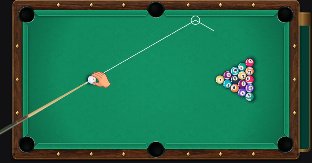 8-Ball table with solids, stripes and the black 8 ball