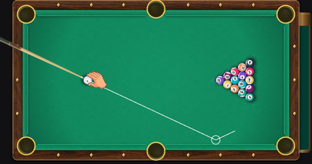 Straight Pool table prepared for continuous scoring play
